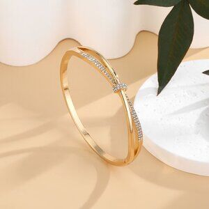 3/$35 Classic Cubic Zirconia CZ Gold Bangle Fashion Bracelet Diamond Jewelry
